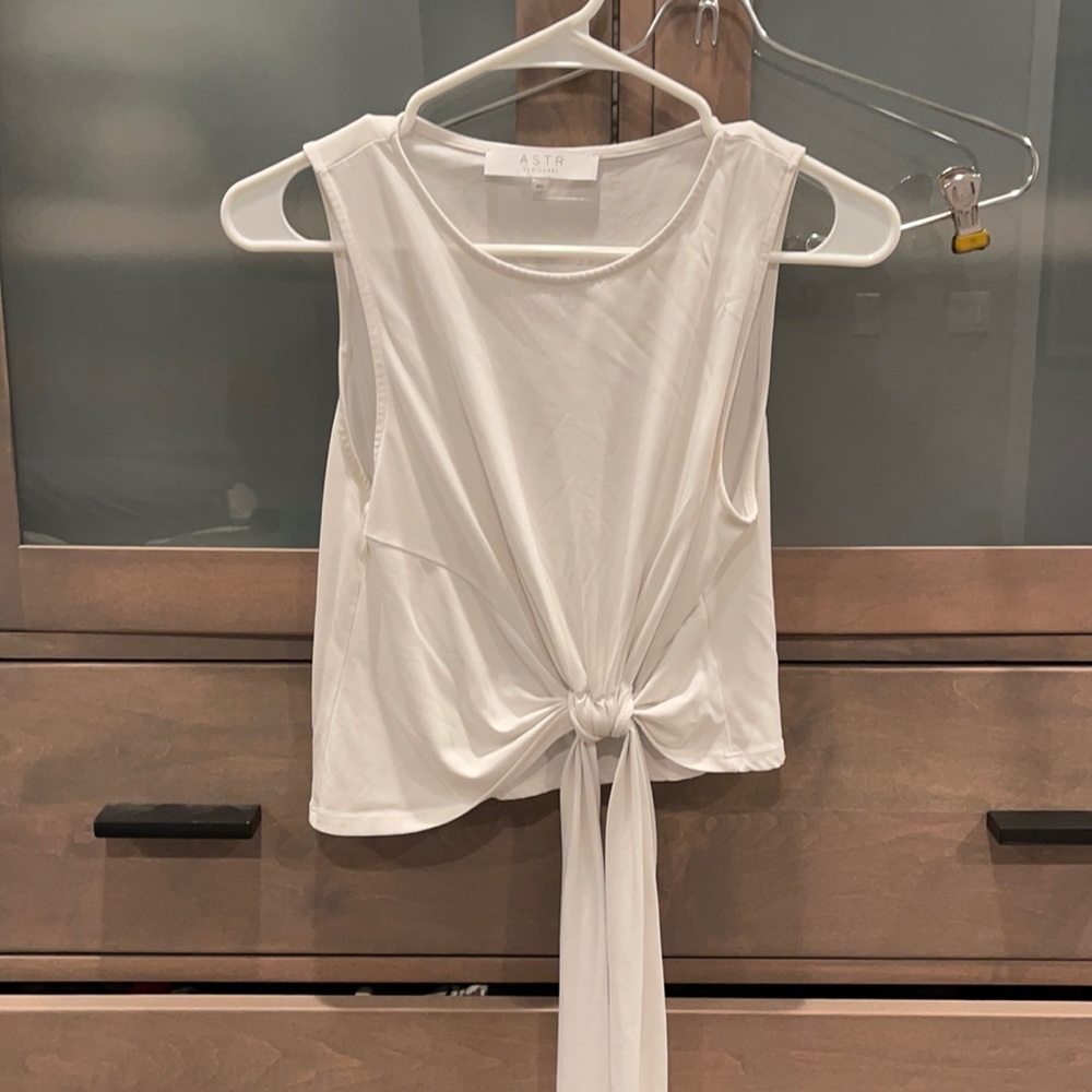 White pull cinch crop top bow white ASTR